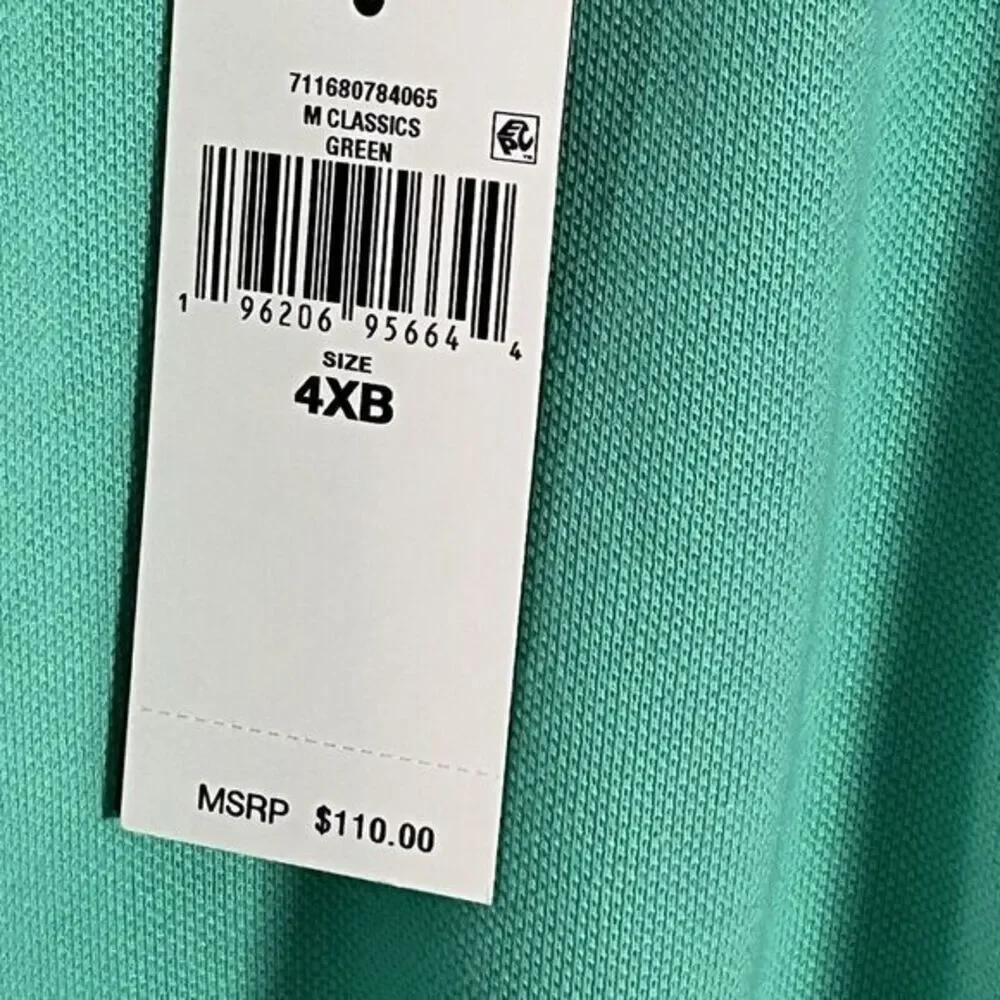 Polo Ralph Lauren Short Sleeve Polo Size 4XB Turquoise Green Preppy Golf Office‎